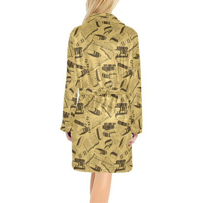 Book Pattern Print Design 02 Women's Fleece Robe