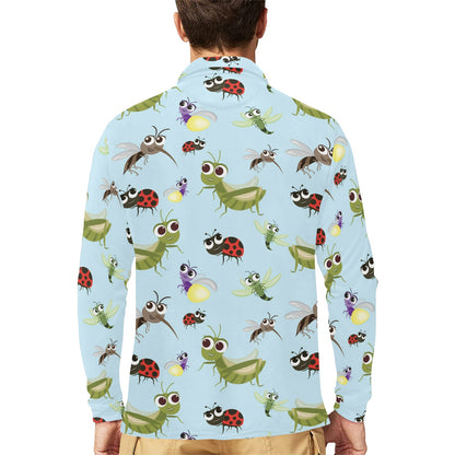 Ladybug Pattern Print Design 01 Long Sleeve Polo Shirt For Men's