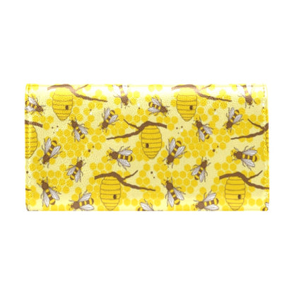 Bee With Honeycomb Print Design LKS302 Women's Trifold Wallet