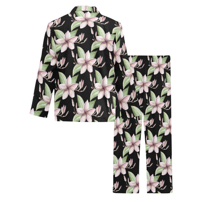 Plumeria Pattern Print Design PM02 Men's Long Pajama Set