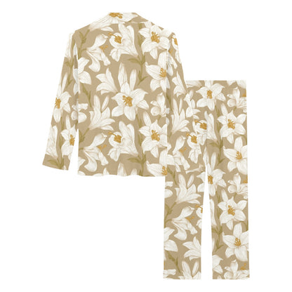 Lily Pattern Print Design LY07 Women's Long Pajama Set
