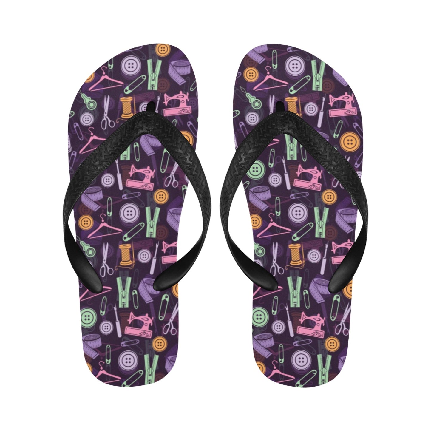 Sewing Equipment Print Design LKS306 Flip Flops