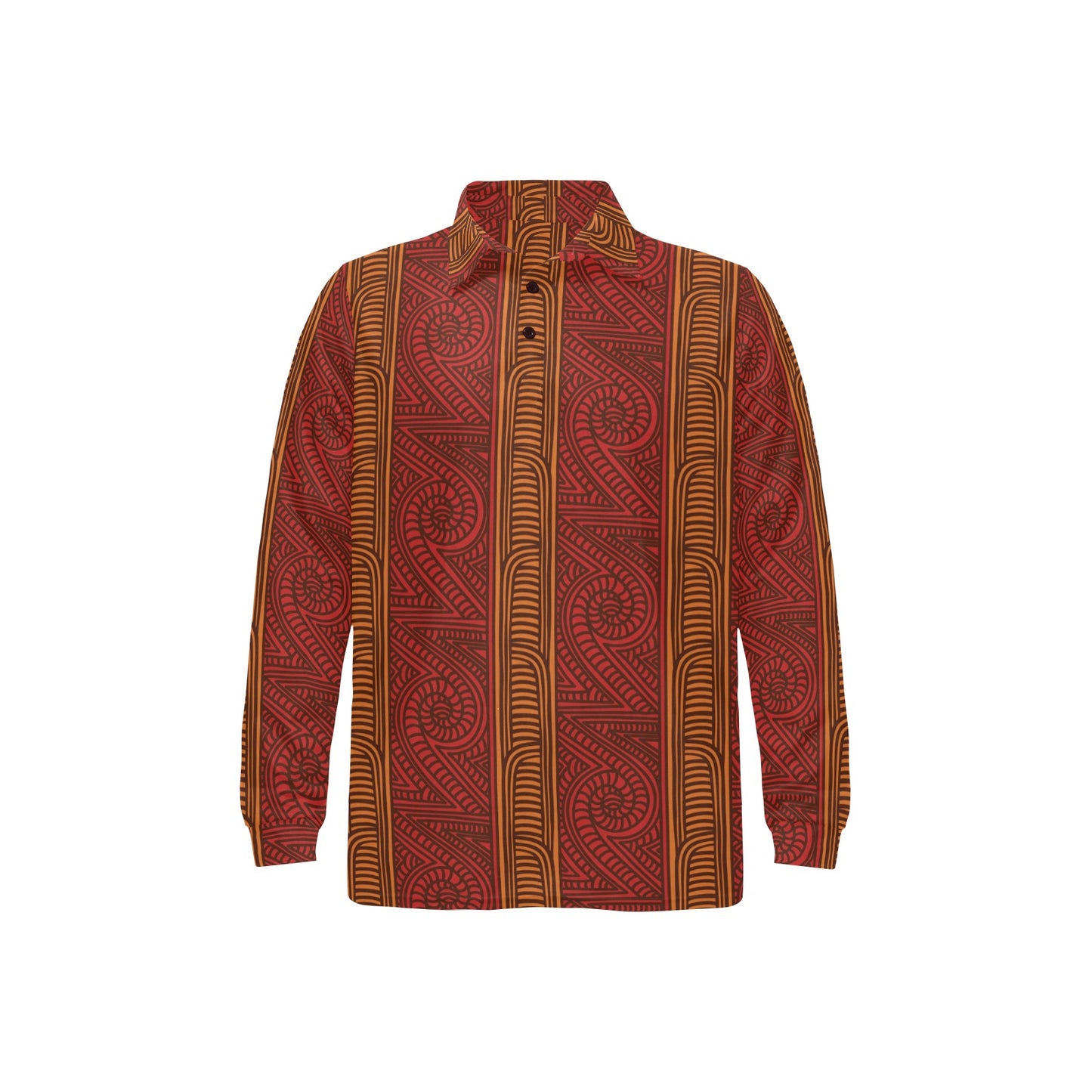 Maori Pattern Print Design 05 Long Sleeve Polo Shirt For Men's