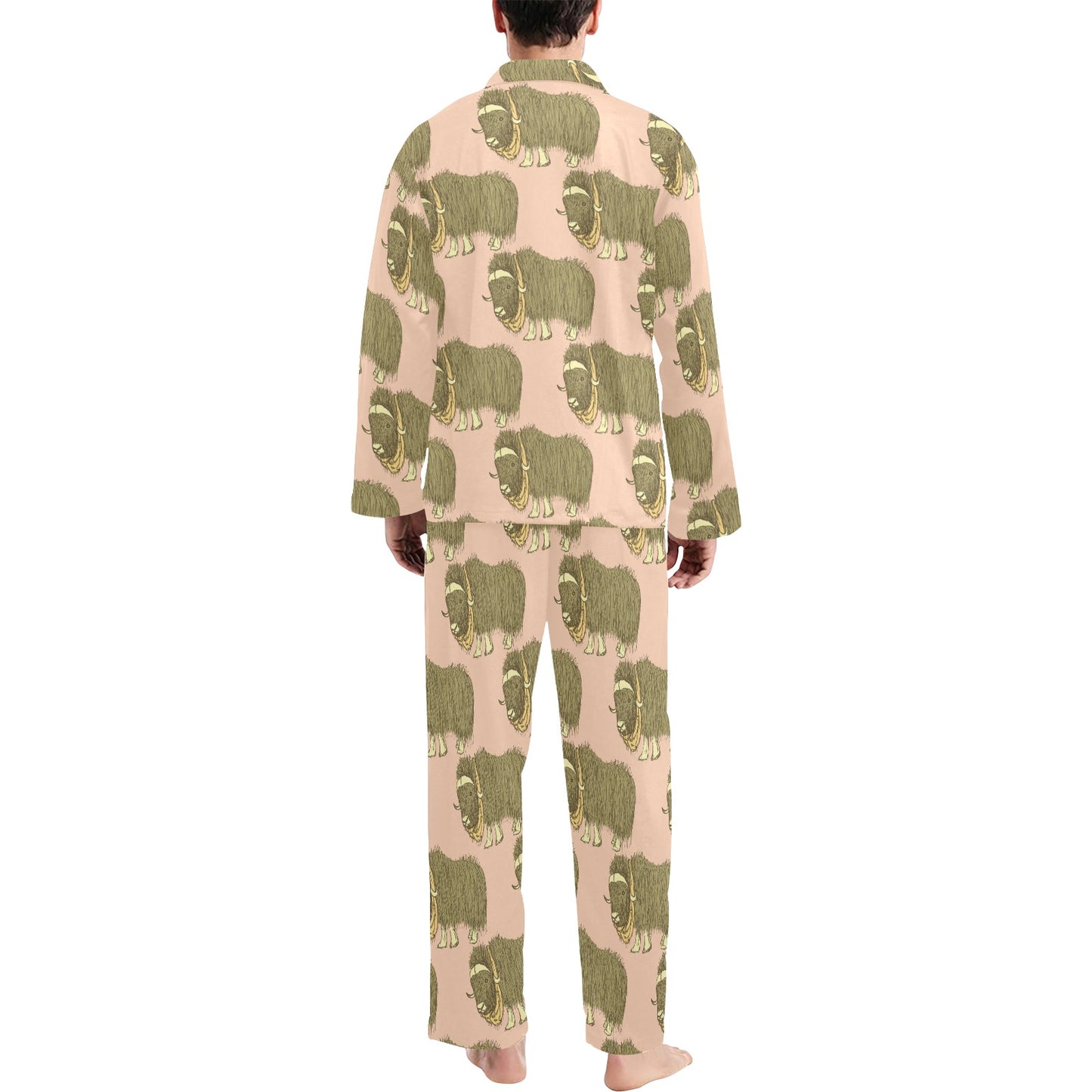 Yak Pattern Print Design 01 Men's Long Pajama Set