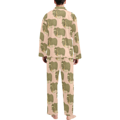 Yak Pattern Print Design 01 Men's Long Pajama Set