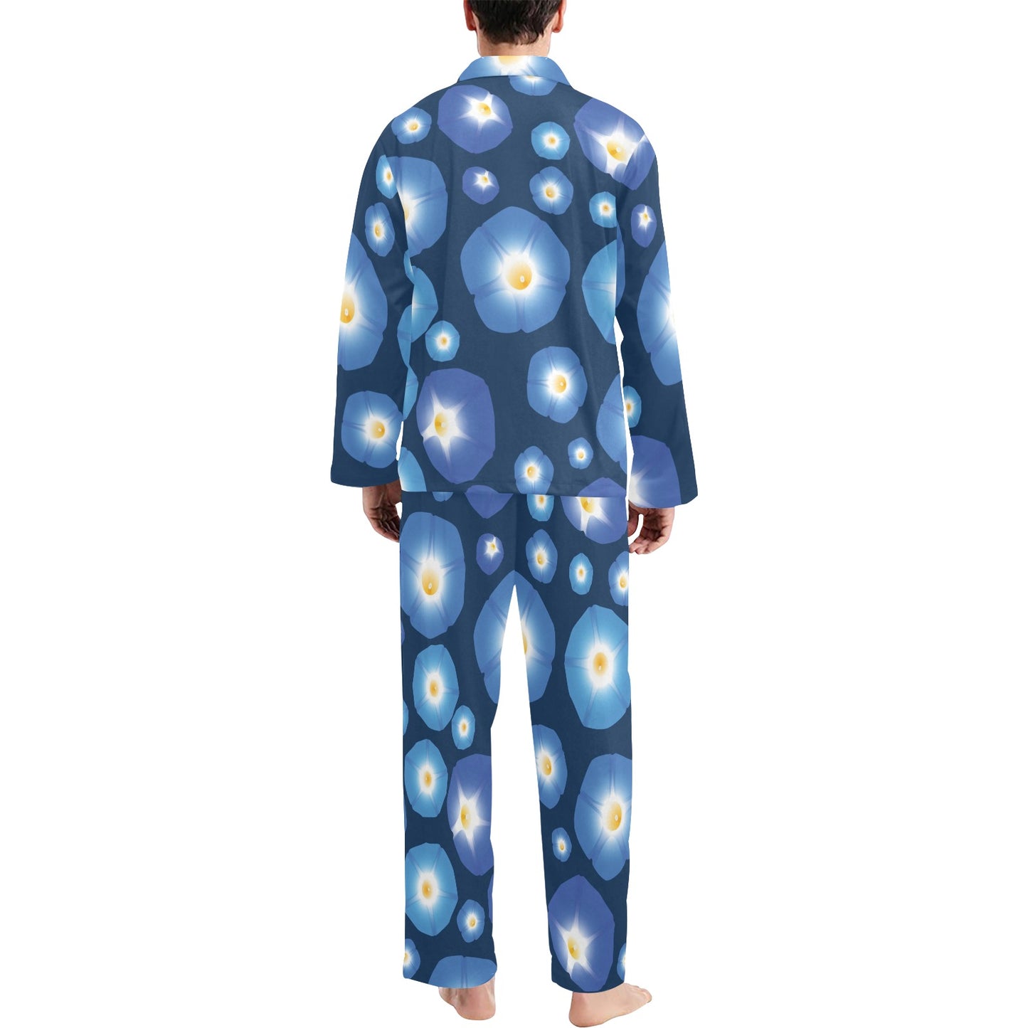 Morning Glory Pattern Print Design 02 Men's Long Pajama Set