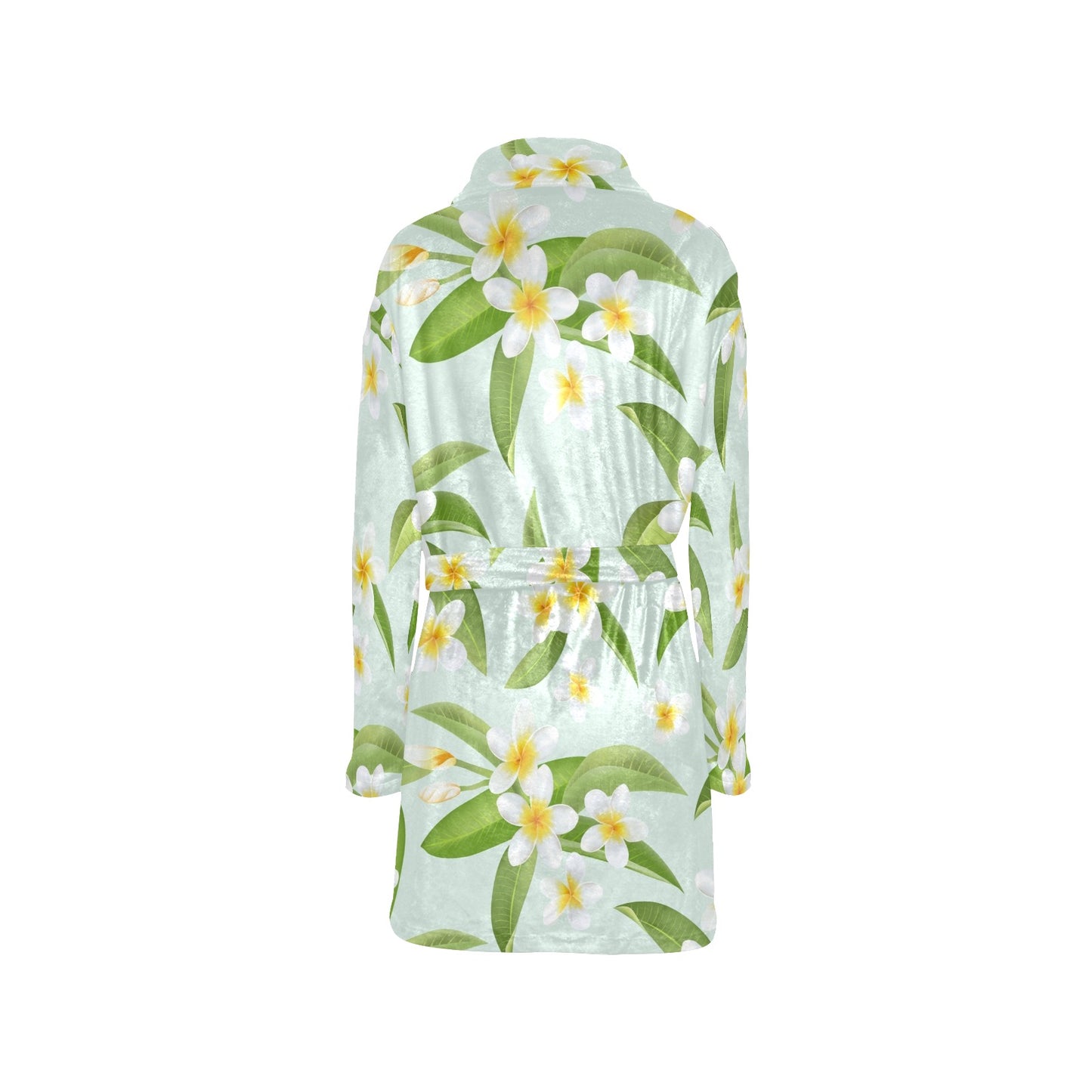 Yellow Plumeria Pattern Print Design PM024 Women's Fleece Robe