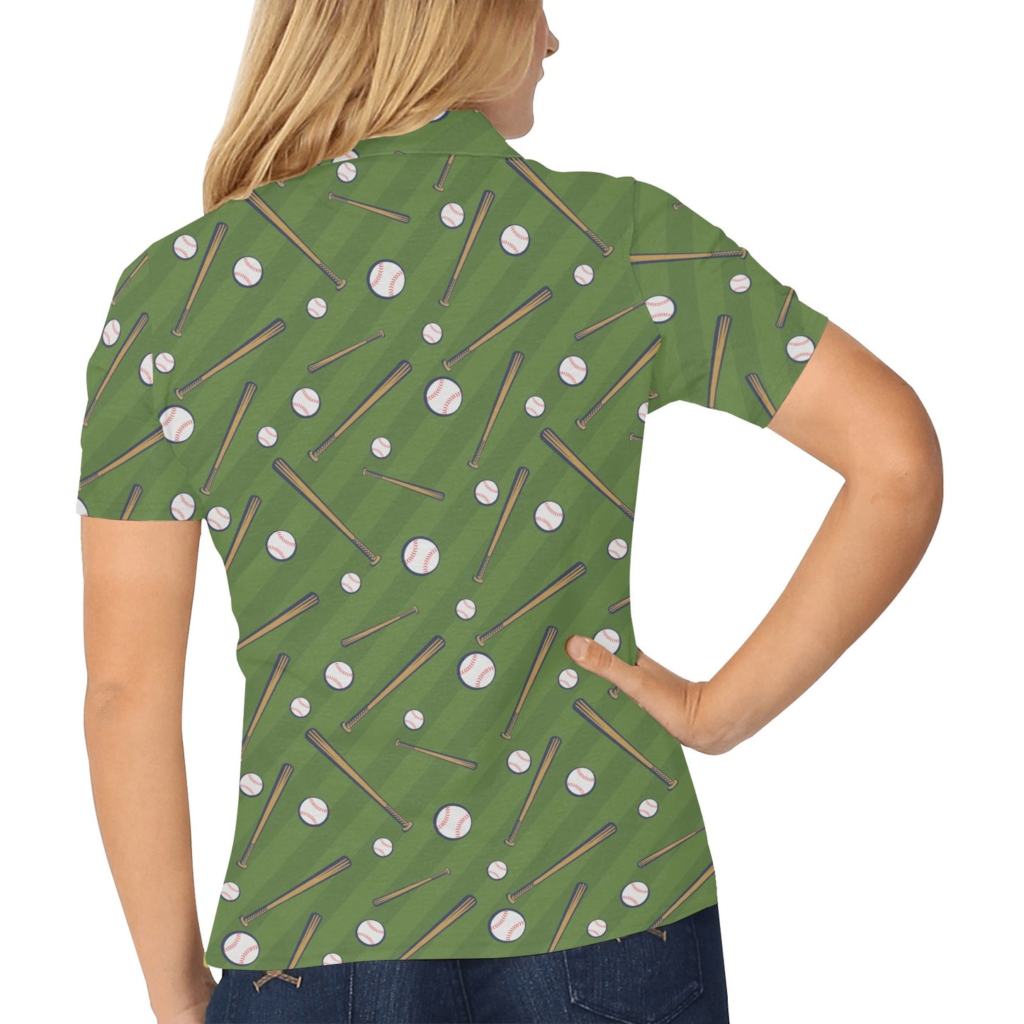 Baseball Pattern Print Design 02 Women's Polo Shirt