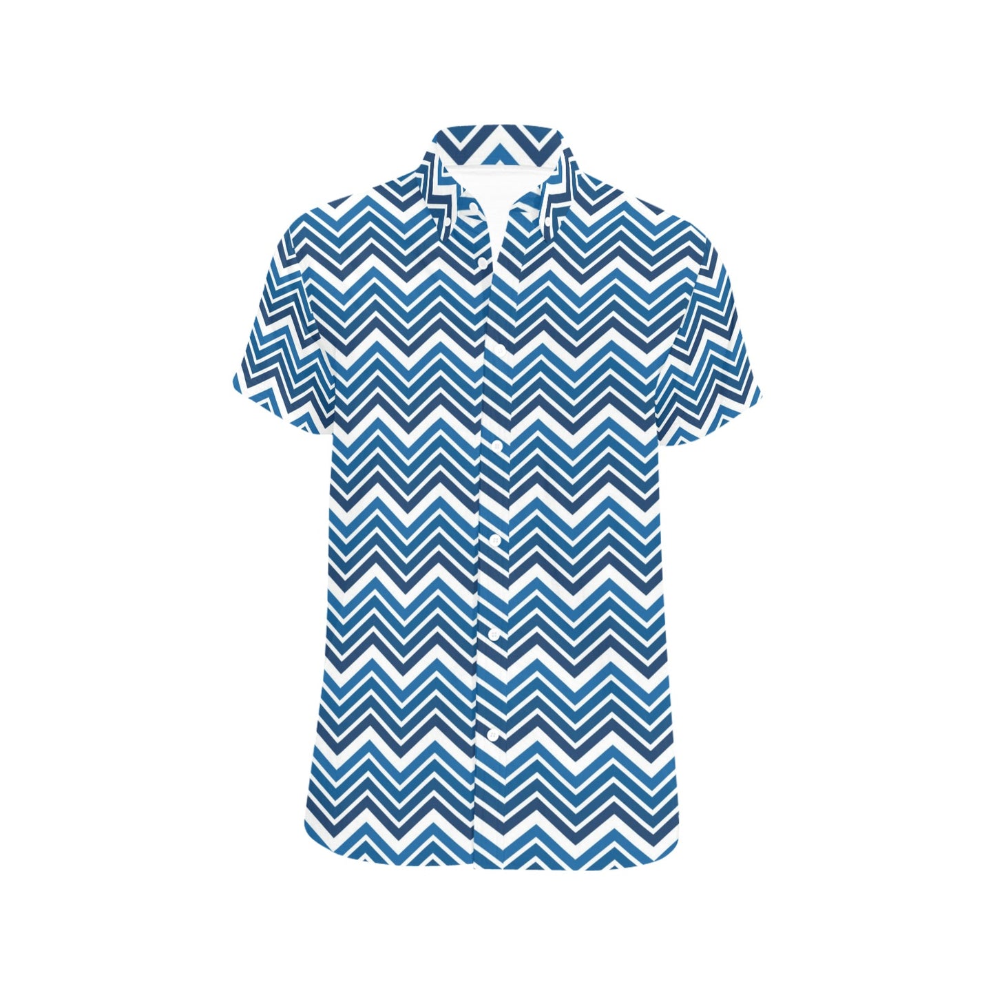 Chevron Print Design LKS403 Men Short Sleeve Button Up Shirt