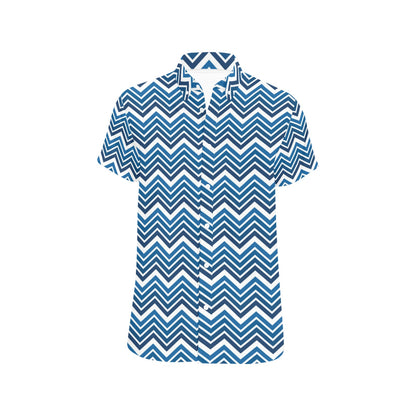 Chevron Print Design LKS403 Men Short Sleeve Button Up Shirt