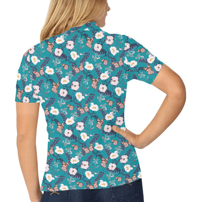 Butterfly Pattern Print Design 012 Women's Polo Shirt