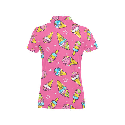 Ice Cream Pattern Print Design IC04 Women's Polo Shirt