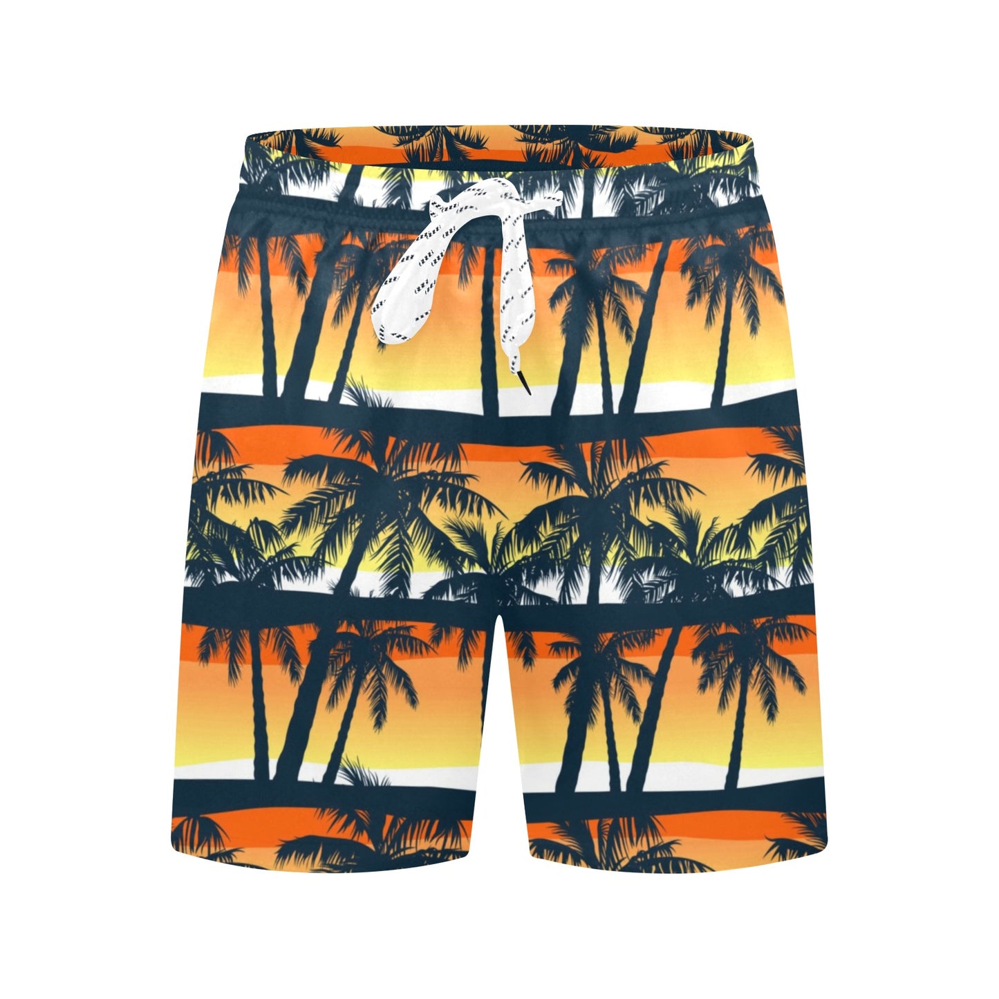 Palm Tree Sunset Design Print Men's Swim Trunks Beach Shorts