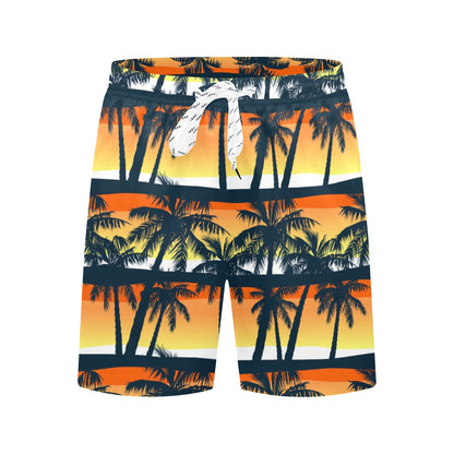 Palm Tree Sunset Design Print Men's Swim Trunks Beach Shorts