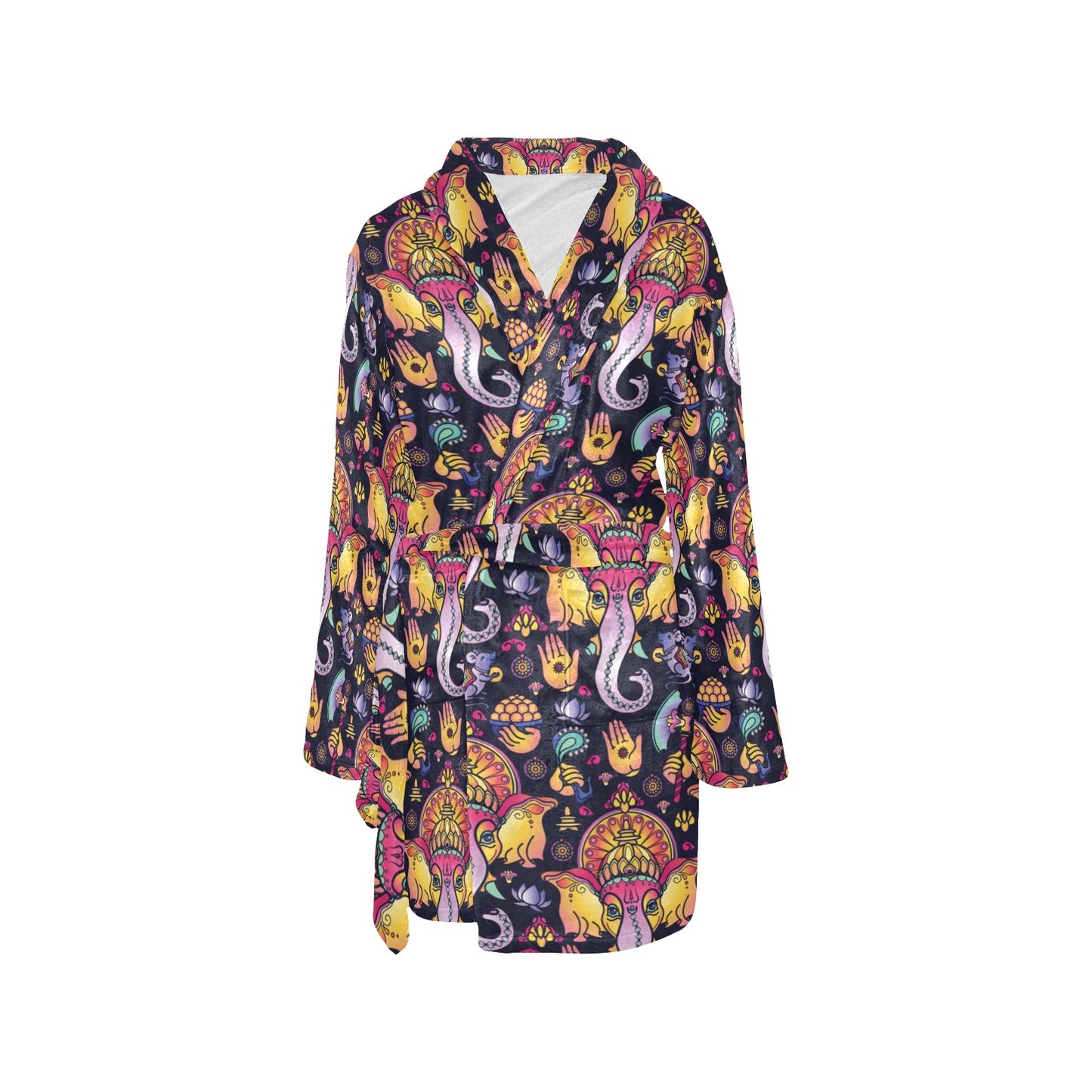 Ganesha Indian Pattern Print Design 03 Women's Fleece Robe