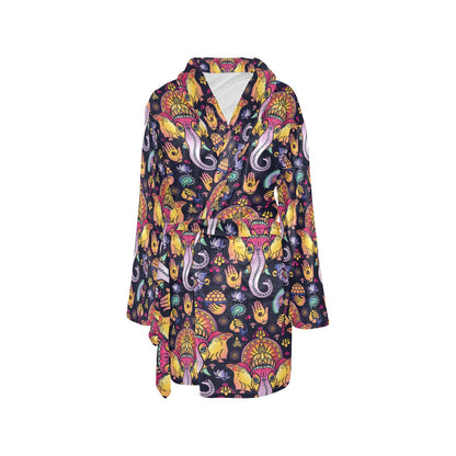Ganesha Indian Pattern Print Design 03 Women's Fleece Robe