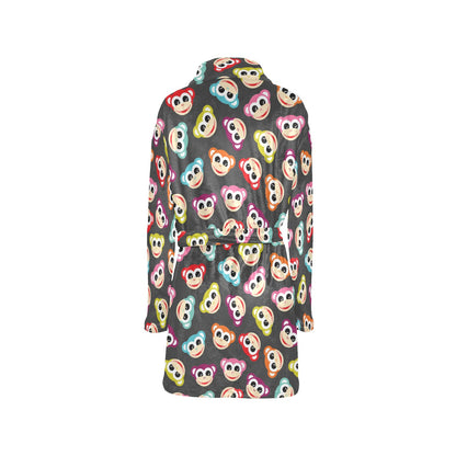 Monkey Head Design Themed Print Women's Fleece Robe