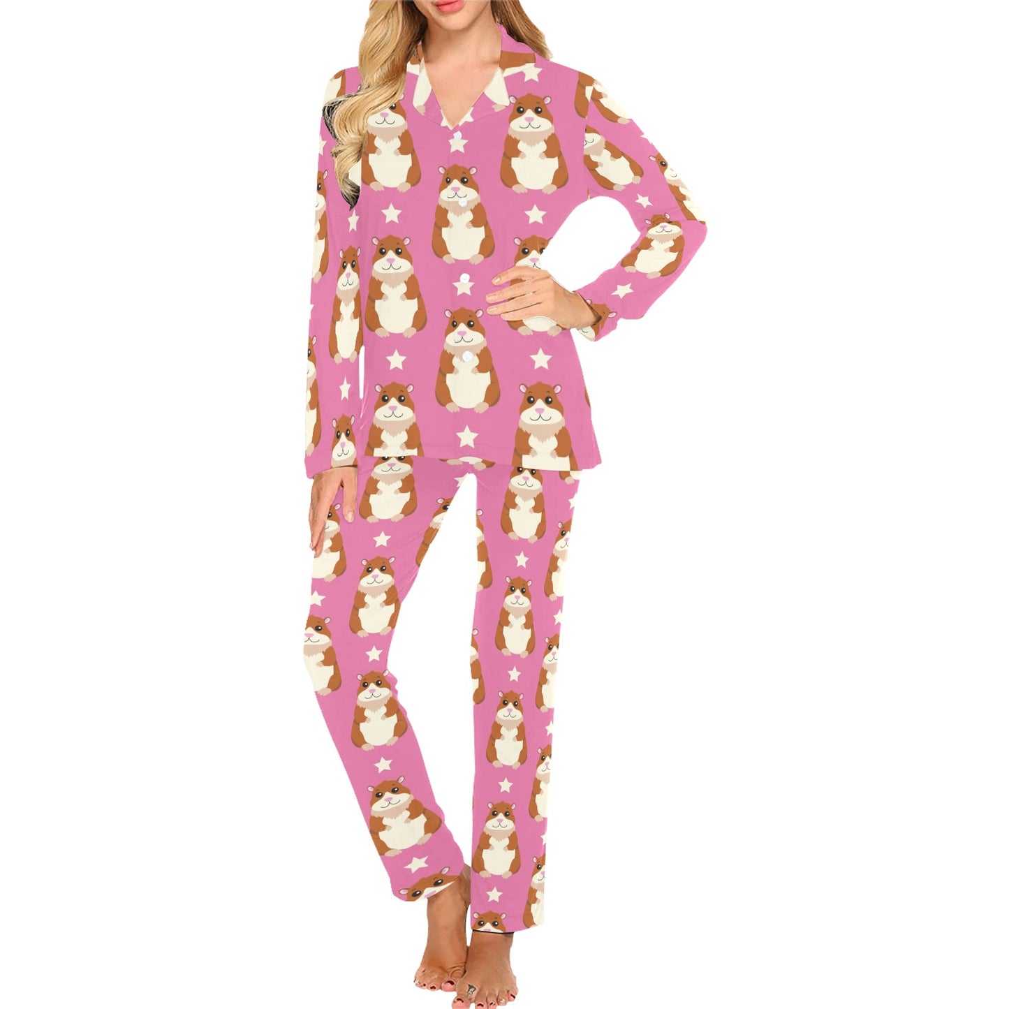 Hamster Cute Pattern Print Design 02 Women's Long Pajama Set