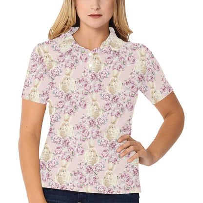 Rabbit Print Design LKS403 Women's Polo Shirt