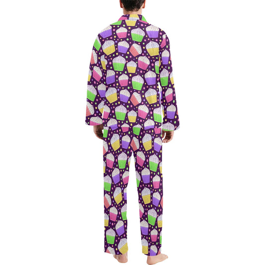 Cupcake Pattern Print Design CP07 Men's Long Pajama Set