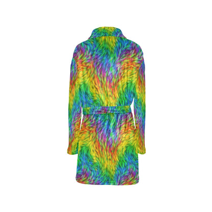 Rainbow Fur Design Print Women's Fleece Robe