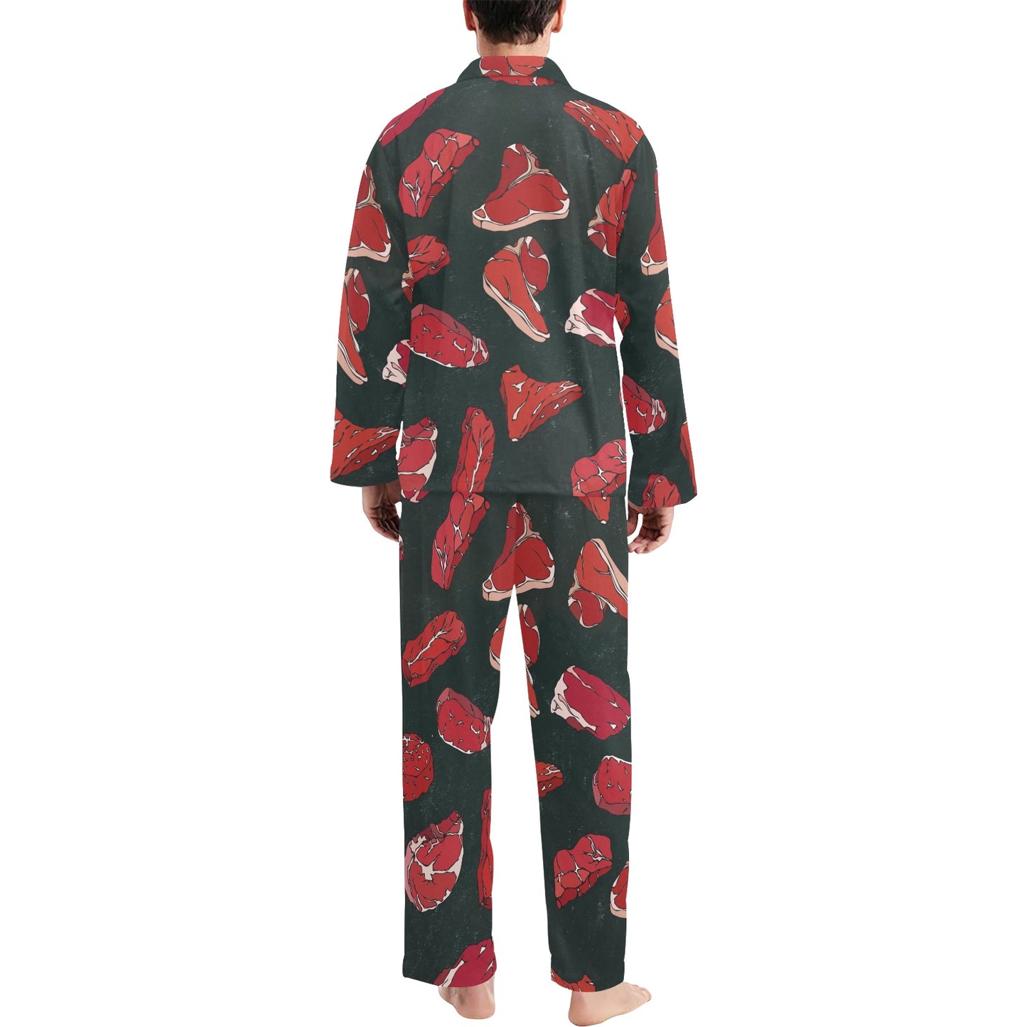 Meat Pattern Print Design 01 Men's Long Pajama Set