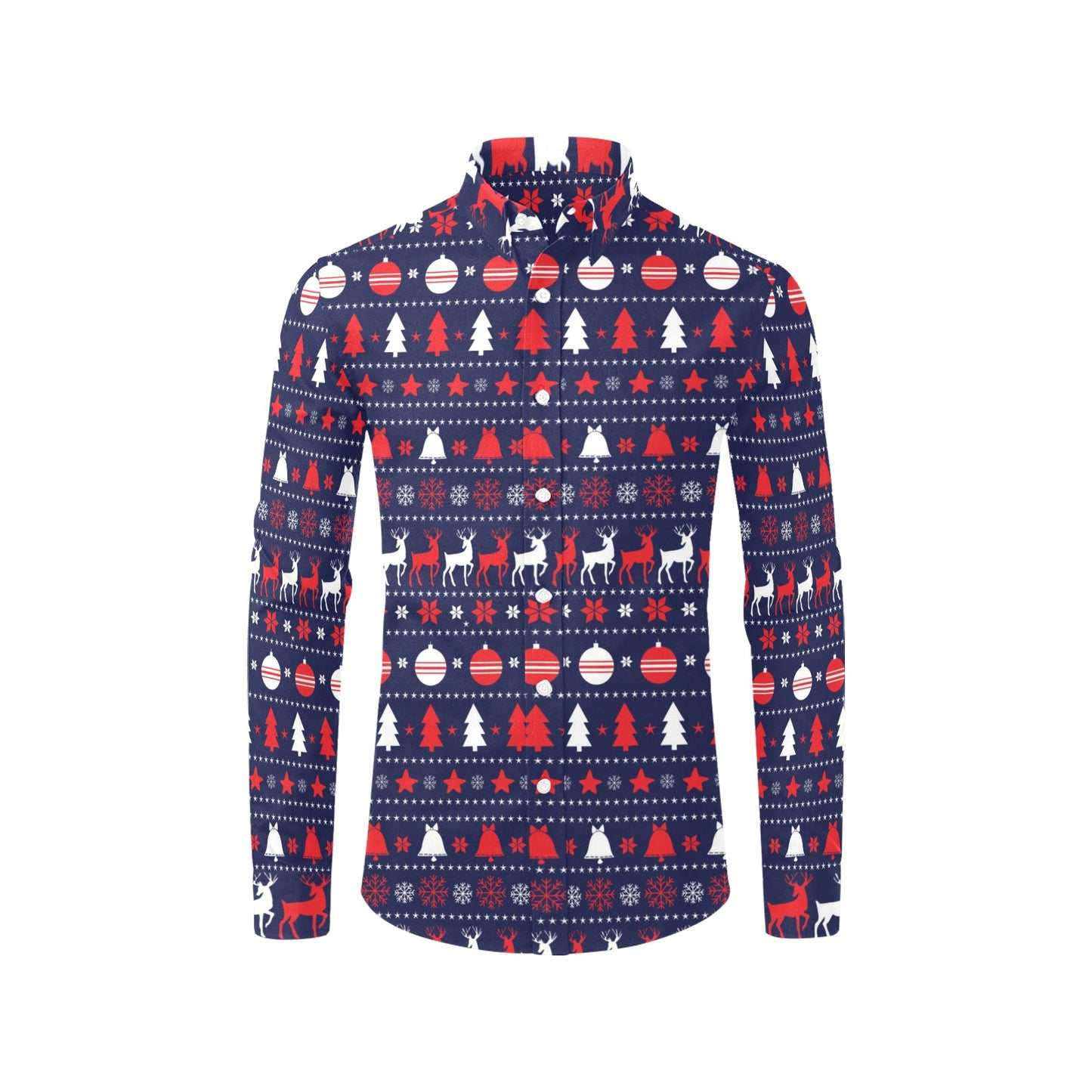 Reindeer Print Design LKS404 Men's Long Sleeve Dress Shirt