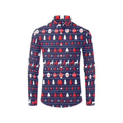 Reindeer Print Design LKS404 Men's Long Sleeve Dress Shirt