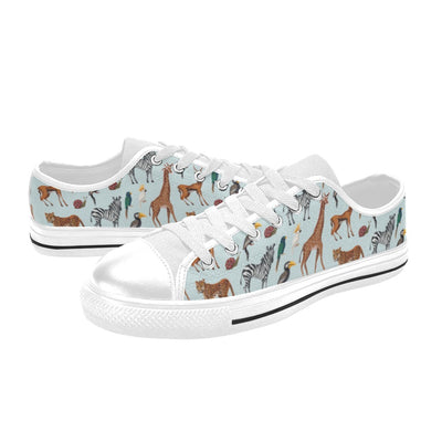 Safari Animal Print Design LKS306 Women's White Low Top Shoes