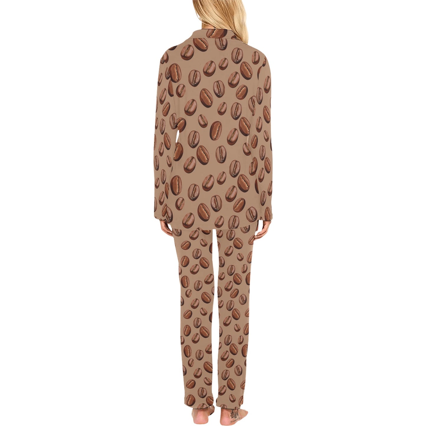 Coffee Pattern Print Design 07 Women's Long Pajama Set