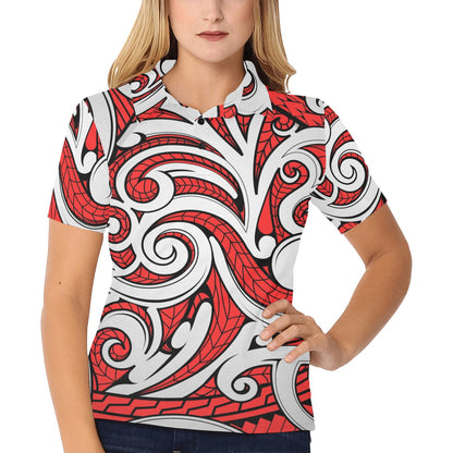 Maori Polynesian Themed Design Print Women's Polo Shirt