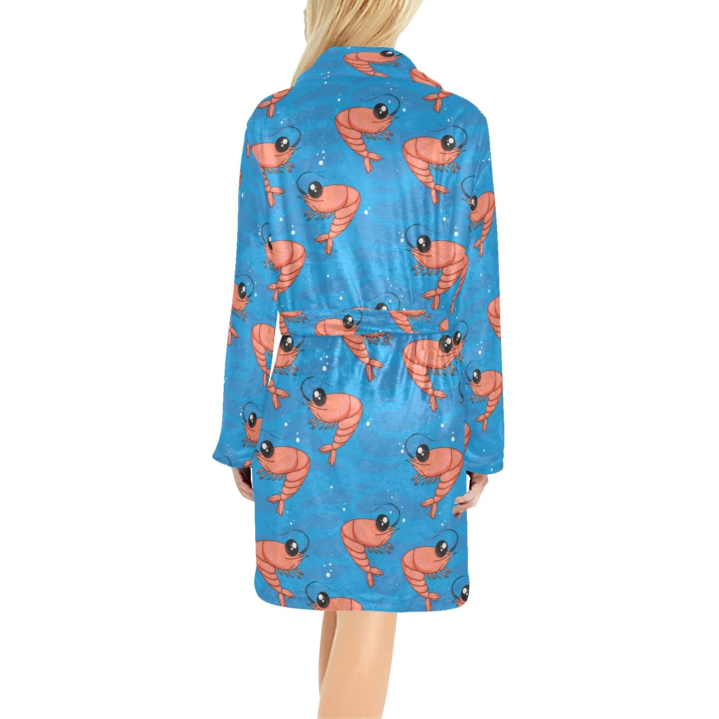 Prawn Cute Pattern Print Design 03 Women's Fleece Robe