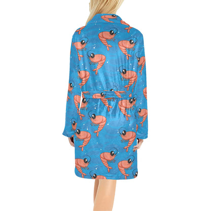 Prawn Cute Pattern Print Design 03 Women's Fleece Robe