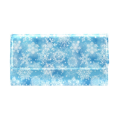 Snowflake Blue Print Design LKS301 Women's Trifold Wallet