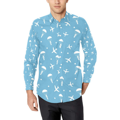 Skydiver Print Design LKS303 Men's Long Sleeve Dress Shirt