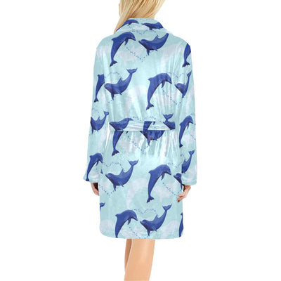 Dolphin Heart Pattern Women's Fleece Robe