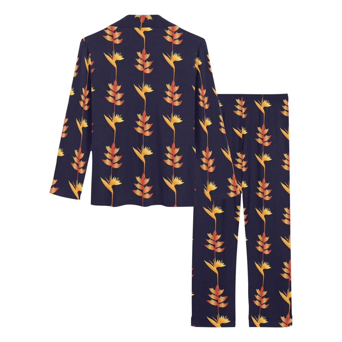 Heliconia Pattern Print Design HL06 Women's Long Pajama Set