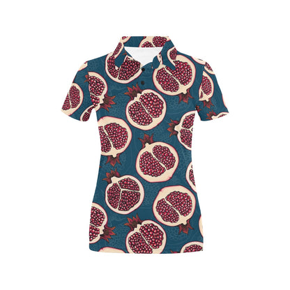 Pomegranate Pattern Print Design PG02 Women's Polo Shirt