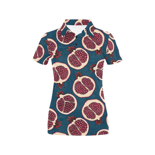 Pomegranate Pattern Print Design PG02 Women's Polo Shirt