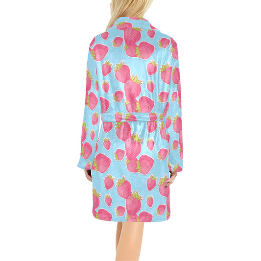 Strawberry Pattern Print Design SB04 Women's Fleece Robe
