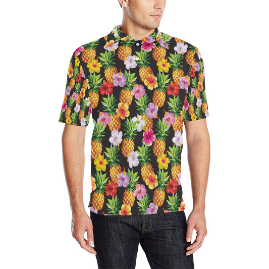 Pineapple Hibiscus Men Polo Shirt