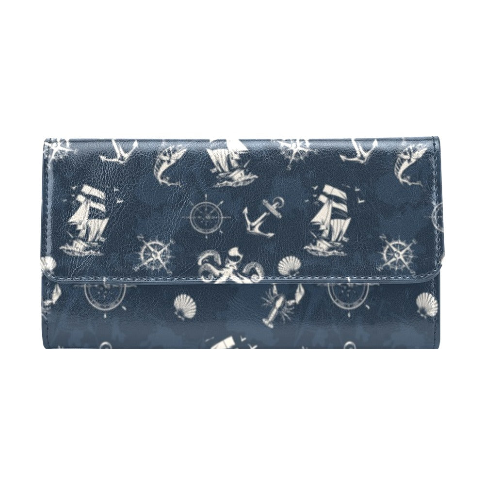 Nautical Sea Themed Print Women's Trifold Wallet