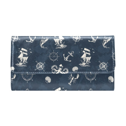Nautical Sea Themed Print Women's Trifold Wallet