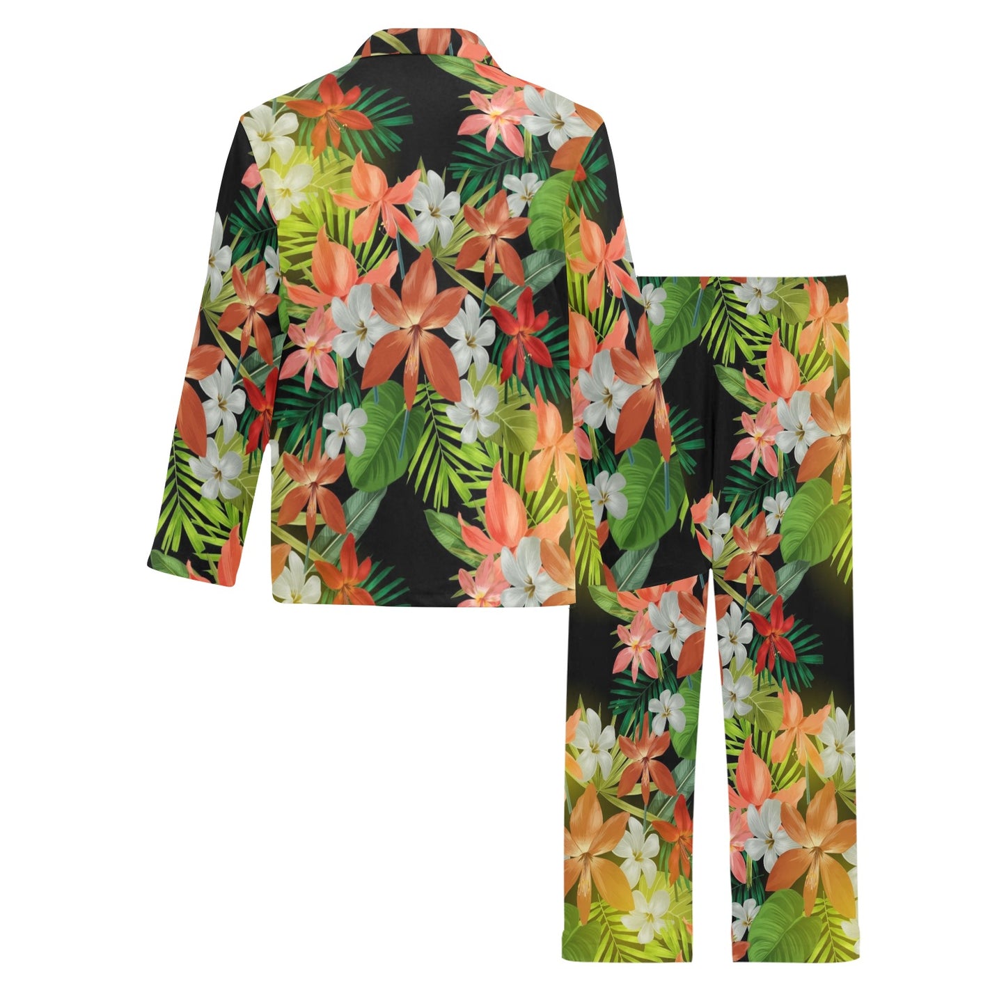 Amaryllis Pattern Print Design AL07 Men's Long Pajama Set