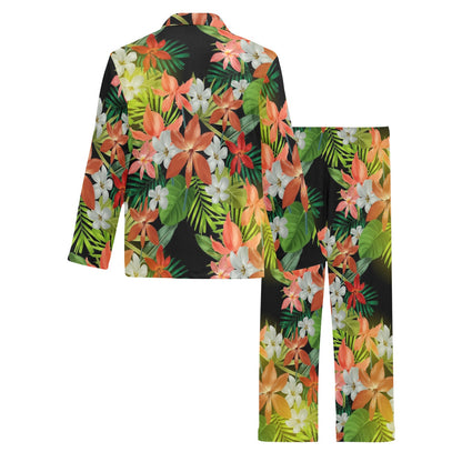 Amaryllis Pattern Print Design AL07 Men's Long Pajama Set