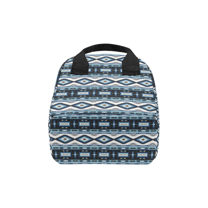 Navajo Dark Blue Print Pattern Insulated Lunch Bag