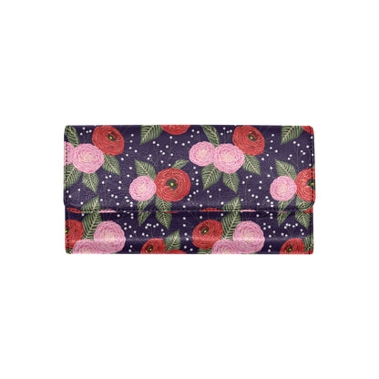 Camellia Pattern Print Design CM02 Women's Trifold Wallet