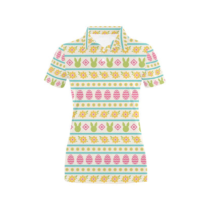Easter Eggs Pattern Print Design RB016 Women's Polo Shirt