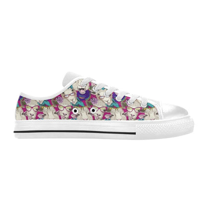 Sheep Print Design LKS403 Women's White Low Top Shoes