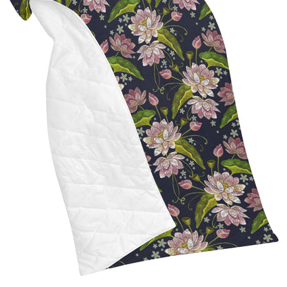 lotus Embroidered Pattern Print Design LO06 Premium Quilt